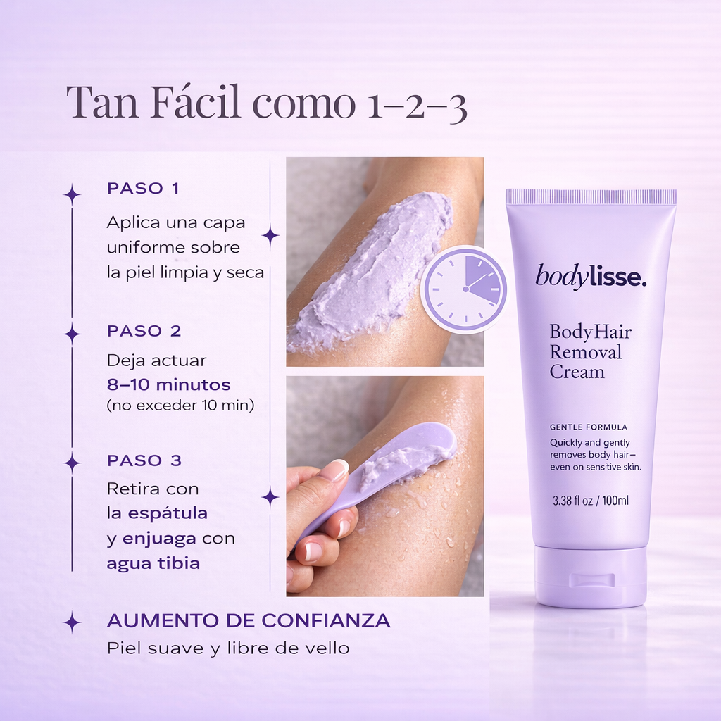 BodyLisse.® Elimina el vello desde la raíz sin cortes ni dolor con nuestra fórmula suave y efectiva.